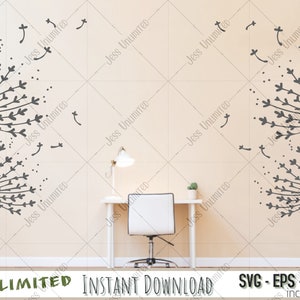 Wens SVG || Muursticker || WENS || Dandelion Wish SVG Bestand || Bloem svg || Silhouet gesneden bestand