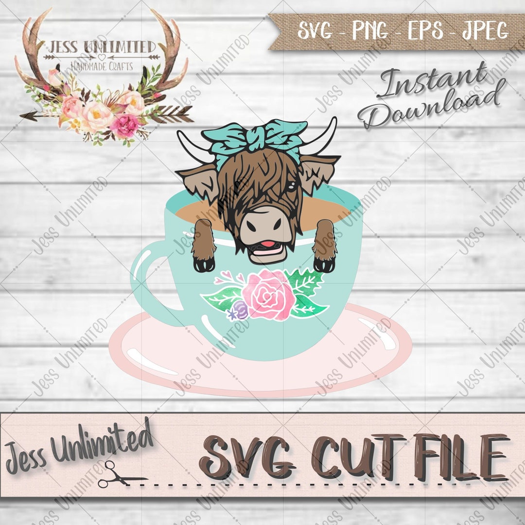 Teacup Highland Cow SVG Teacup Cow Highland Cow Cow Etsy