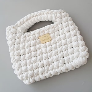 Handmade Mini Crochet Bag: T-Shirt Yarn Tote - Boho Chic