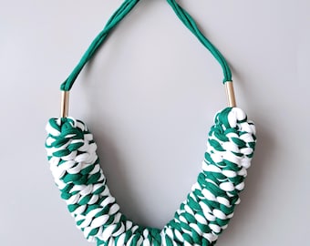 Boho Statement Necklace | Chunky Fabric Crochet Necklace | Handmade Yarn Jewellery | Knitted Necklace | Boho Jewellery | Gift for her