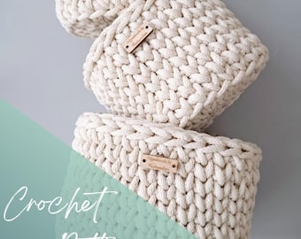 PDF PATTERN | Set of 3 Handmade Crochet Basket XL| Home Storage | Boho Home Decor | New Home Gift | Housewarming | Baby Nursery |Baby Shower