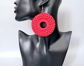 Crochet Earrings | Macrame Rope Earrings | Bold Boho Jewellery | Cord Accessories | Handmade Gift
