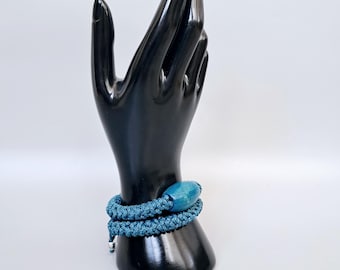 Set of 2 Boho Bracelets | Macrame Beaded Bracelet | Chunky Crochet Bracelet | Cord Handmade Yarn Jewellery | Boho Jewellery