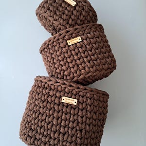 Handmade Crochet Basket Set of 3: Boho Home Storage