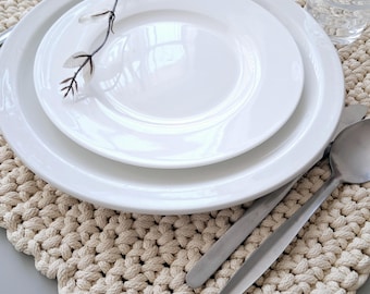 Large XL Crochet Placemats | Knitted Tablemat | Table Decor | Table Rug | Heat Pot | Wedding Decor | Home Decor | Rustic | Farmhouse | Boho