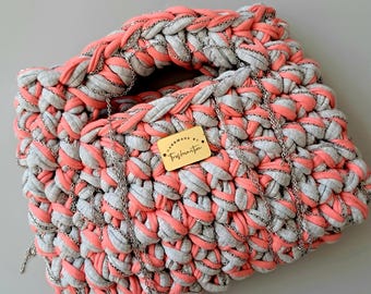 Mini Crochet Bag | Handmade Small Tote Bag  | Chunky Crochet Purse | Tshirt Yarn Bag | Boho Accessories | UK Crochet Bag