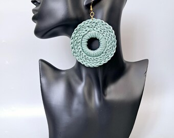 Crochet Earrings | Macrame Rope Earrings | Bold Boho Jewellery | Cord Accessories | Handmade Gift