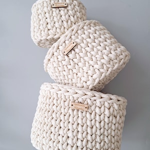 Set of 3 Crochet Storage Baskets: Boho Home Decor, 4mm Polyester