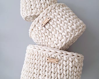 Set of 3 Handmade Crochet Basket | Home Storage | Boho Home Decor | New Home Gift | Housewarming | Baby Nursery | Home Organization