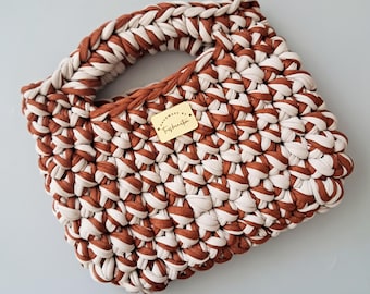 Mini Crochet Bag | Mini Tote Bag | Crochet Purse | Chunky Crochet Bag | Handmade T-shirt Yarn Bag | Handmade Crochet Handbag
