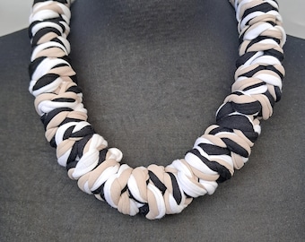 Multicolour Boho Statement Necklace | Chunky Fabric Crochet Necklace | Handmade Yarn Jewellery | Knitted Necklace | Boho Jewellery