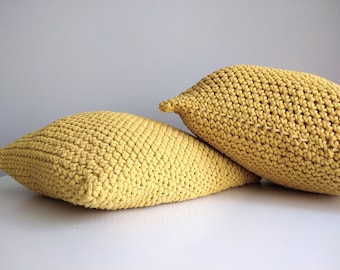 Handmade Crochet Cushions | Decorative Cushions | Natural Crochet Cushions | Home Decor | Nursery Decor | Cord Cushions | Mustard Cushions