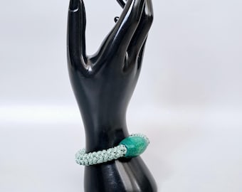 Boho Bracelet | Macrame Beaded Bracelet | Chunky Crochet Bracelet | Cord Handmade Yarn Jewellery | Knitted Bracelet | Boho Jewellery