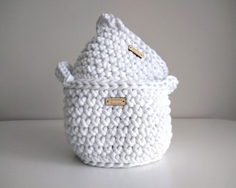 Set of 2 Handmade Crochet Baskets | Storage Baskets | Plant Pot Covers | Bathroom Storage | Nursery Storage | Round Baskets | Medium | Small
