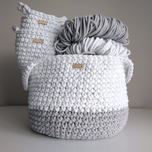 Set of Crochet Storage Baskets | Toy Organizer for Kids Room | Large Handmade Nursery Basket | Soft Storage Bin | Cord Laundry Basket