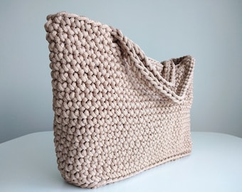Crochet Tote Bag | Shopping Bag | Shopper Bag | Cream | Ivory | Brown | Women Fashion | Summer Fashion | Beach Accessories