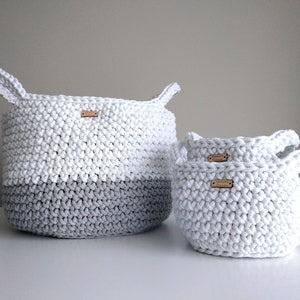 Set of Crochet Storage Baskets | Toy Organizer for Kids Room | Large Handmade Nursery Basket | Soft Storage Bin | Cord Laundry Basket