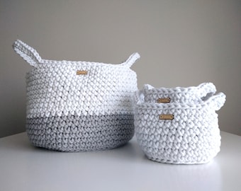 Set of Crochet Storage Baskets | Toy Organizer for Kids Room | Large Handmade Nursery Basket | Soft Storage Bin | Cord Laundry Basket
