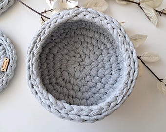 Handmade Basket | Crochet Basket |  Bathroom Storage | Nursery Storage | Tshirt Yarn | Wedding Decor | Home Decor | Housewarming | Medium