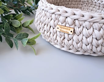 Handmade Basket | Crochet Basket |  Bathroom Storage | Nursery Storage | Tshirt Yarn | Wedding Decor | Home Decor | Housewarming | Medium
