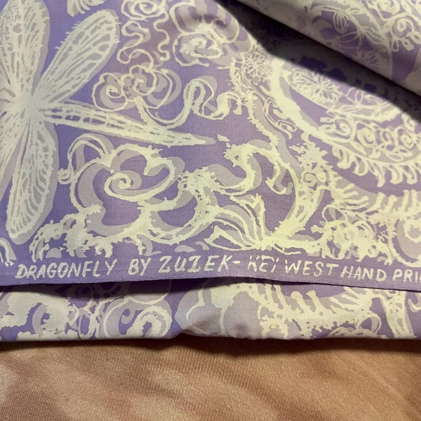 Dragonfly by Zuzek in purple hand printed fabric Key West