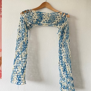 Blue & white a bolero crochet top/ shrug top