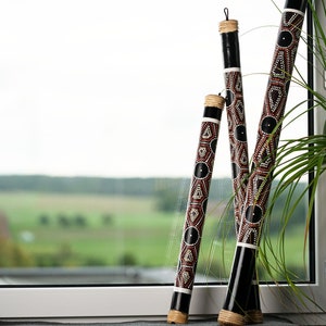 Hand painted bamboo rain stick in three lengths