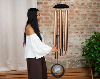 Grande carillon a vento con pietra d'agata in tonalità di La maggiore per giardino e relax