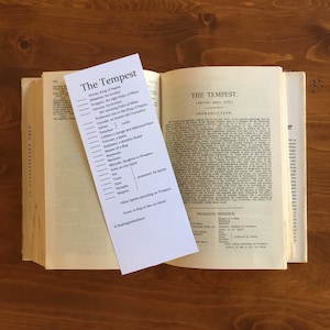 Shakespeare Tempest Character Bookmark - Homeschool, Classroom, Drama Class Shakespeare Tool - Charlotte Mason, Classical Conversations