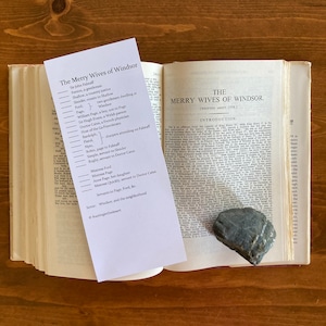Shakespeare The Merry Wives of Windsor Character Bookmark - Homeschool, Classroom, Drama Class Shakespeare Tool - Charlotte Mason, Classical