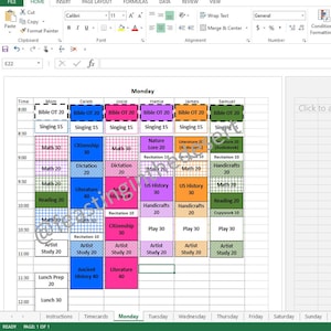 Planification des cours d'école à la maison Charlotte Mason Calendrier numérique Cartes d'emploi du temps