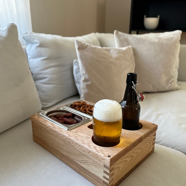 Der Sofa Butler - Das perfekte Geschenk - Couch Tablett - Bierkiste - Bar aus Eiche NEU