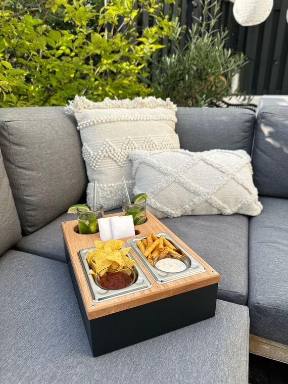 Sofa Butler Couch Tablett das Männergeschenk aus Eiche / Korpus dunkelgrau  NEU -  Schweiz