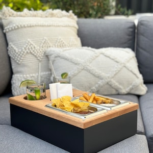 Sofa Butler - Couch Tablett - Das perfekte Geschenk aus Eiche / Korpus dunkelgrau - NEU