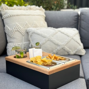 Sofa Butler - Couch Tray - the men's gift made of oak / body dark gray - NEW