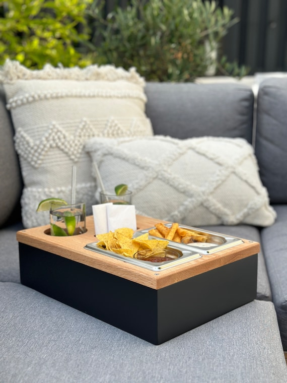 Sofa Butler - B-stock - Couch Tray - the Perfect Gift Made of Oak / Body Dark Gray