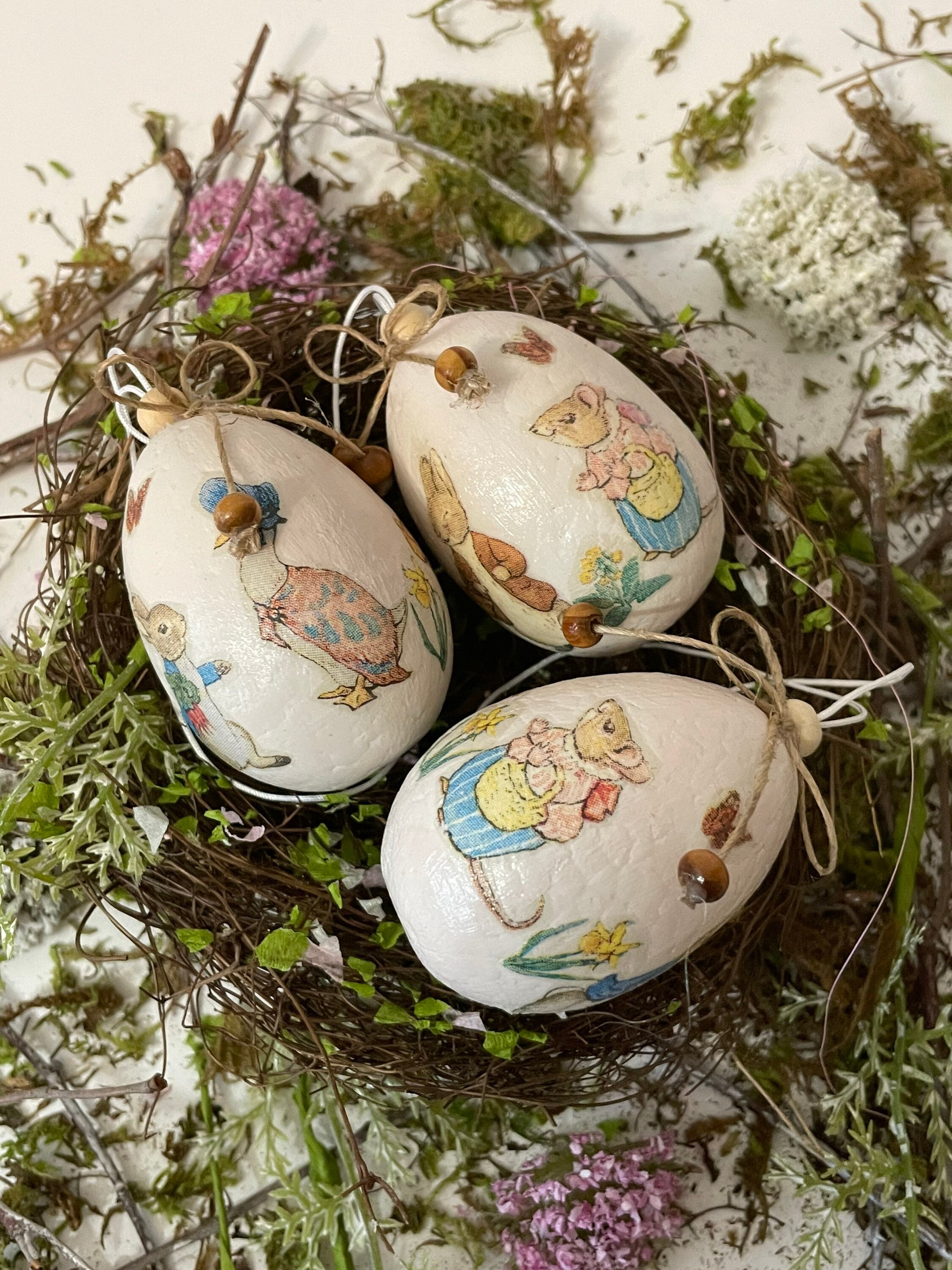 Set of 6 Decoupage Peter Rabbit and Friends Easter. Hanging Etsy UK