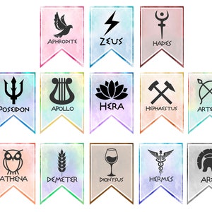Greek Gods Symbols Banner/Percy Jackson inspired.Perfect banner if you are organizing a Greek Mythology or Percy Jackson party.2 versions