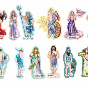 Greek Gods and Goddesses stickers/you ‘ll get 16  beautiful stickers with each Olympian Greek God/Goddess/instant download
