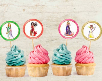 Greek Goddesses cupcake toppers and wrappers/16 different designs ready to download for the best Greek Goddesses party ever organized!