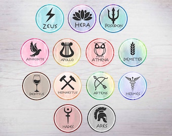 Greek Gods Stickers: Percy Jackson Party Decorations (Digital Download)
