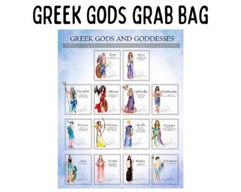 Bolsa de sorpresas de mitología griega: marcapáginas, pegatinas, páginas para colorear y póster