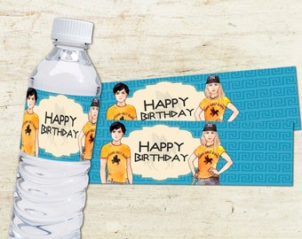 Percy Jackson-verjaardagsfeestje: waterflesverpakkingen en voedseletiketten (digitale download)