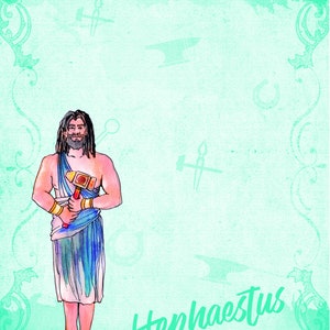 Greek Gods and Goddesses Scrapbook paper. Downloadable papers beautifully illustrated with God Zeus, Goddess Athena and 12 Olympian Gods. image 6