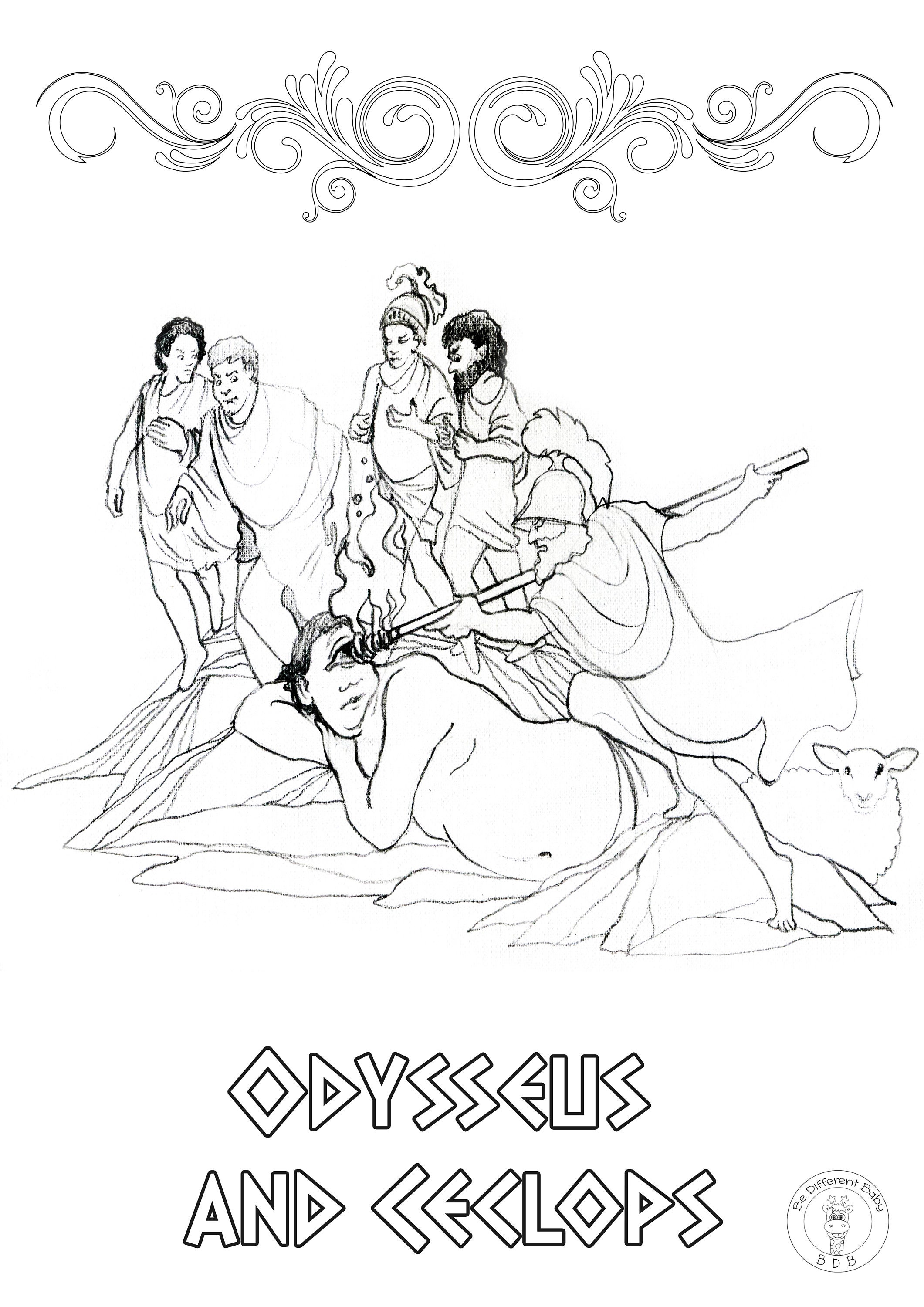 ギリシャ神話の塗り絵：手描きの神話の場面12選（PDF） - Etsy 日本, image size:2121x3000