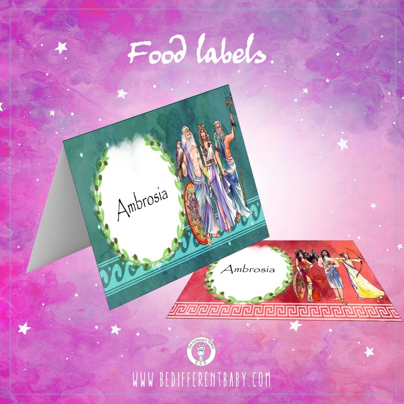 Greek Gods Party Supplies: Printable Crowns, Banner, Invitation (PDF ...