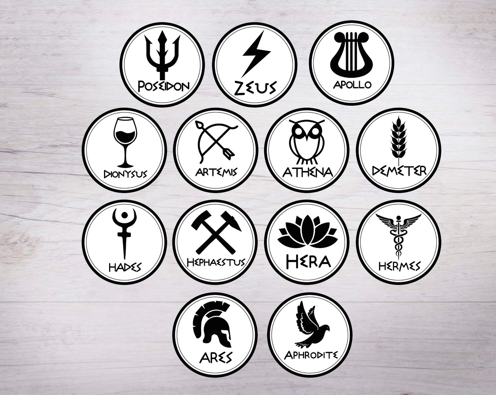 Greek Gods Symbols Stickers/percy Jackson Inspired - Etsy