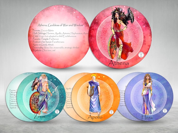 Greek Gods Flashcards Basic Info About 12 Greek Gods And Etsy