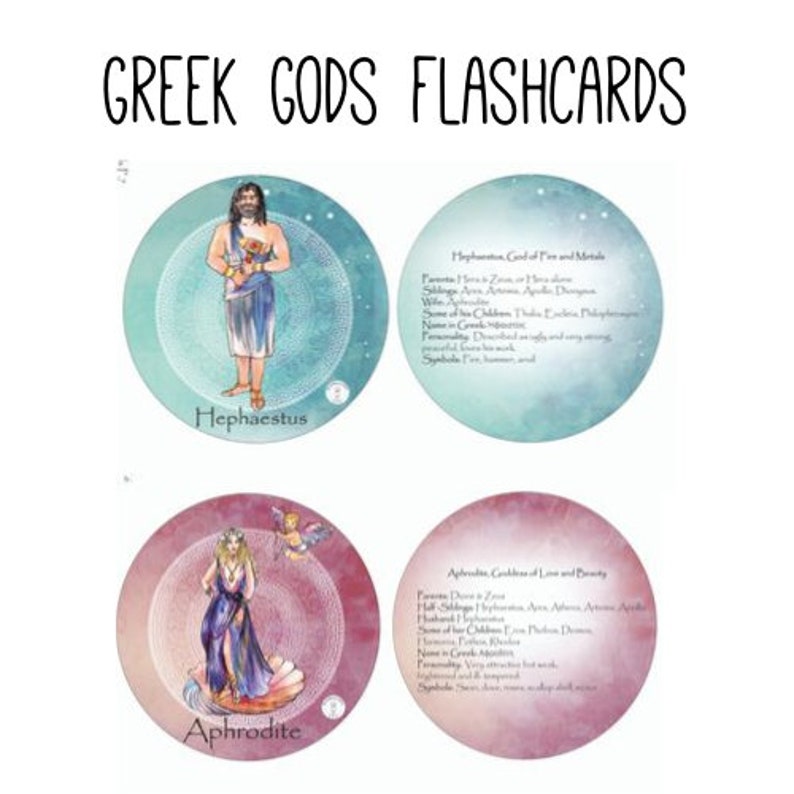 Greek Gods Flashcards/Basic Info about 12 Greek Gods and Etsy