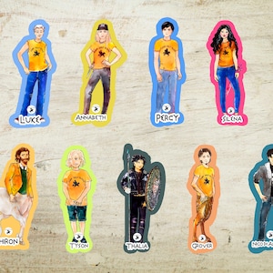 Percy Jackson stickers. 9 printable stickers with all basic Camp Half Blood characters.This is a must have for all Percy Jackson book lovers
